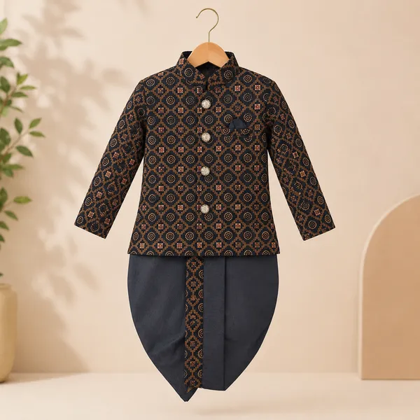 Neon_Boys_Black_Printed_Ethnic_Jacket_Set_with_Pant_&_Dhoti