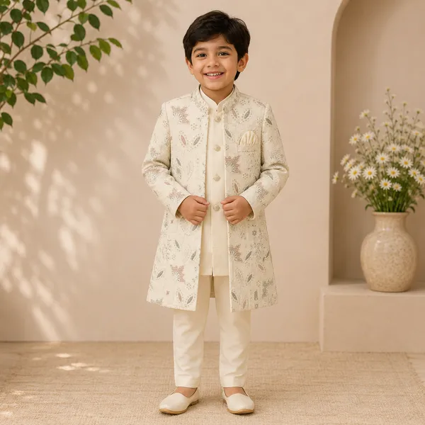 Neon_Boys_Cream_Embroidered_Indo-Western_Sherwani_Set_with_Kurta,_Pants_&_Jacket