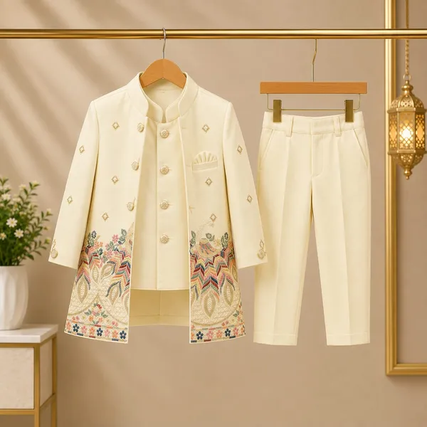 Neon_Boys_Cream_Printed_Indo-Western_Sherwani_Set_with_Kurta,_Pants_&_Jacket