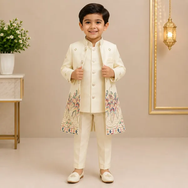 Neon_Boys_Cream_Printed_Indo-Western_Sherwani_Set_with_Kurta,_Pants_&_Jacket