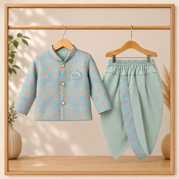 Neon_Boys_Mint_Green_Textured_Nehru_Jacket_Set_with_Pant_&_Dhoti