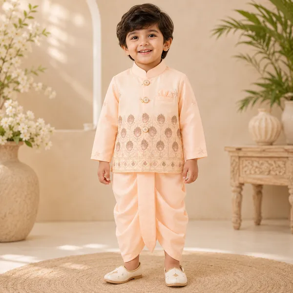 Neon_Boys_Peach_Printed_Nehru_Jacket_Set_with_Pant_&_Dhoti