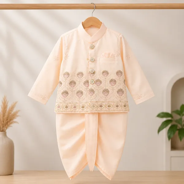 Neon_Boys_Peach_Printed_Nehru_Jacket_Set_with_Pant_&_Dhoti