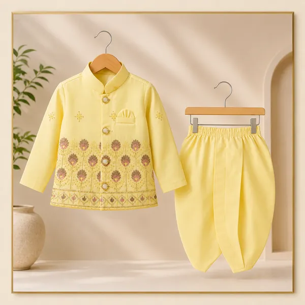 Neon_Boys_Yellow_Printed_Nehru_Jacket_Set_with_Pant_&_Dhoti