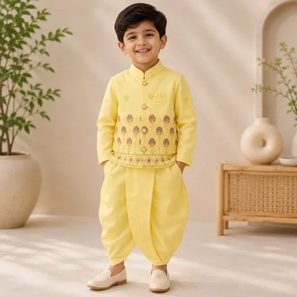Neon_Boys_Yellow_Printed_Nehru_Jacket_Set_with_Pant_&_Dhoti