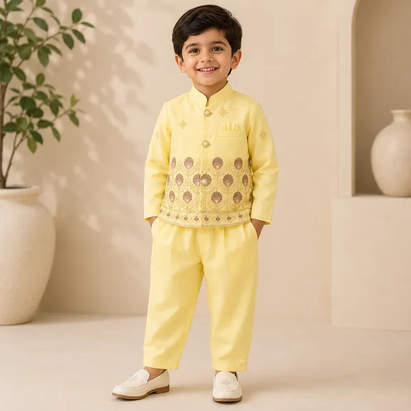 Neon_Boys_Yellow_Printed_Nehru_Jacket_Set_with_Pant_&_Dhoti