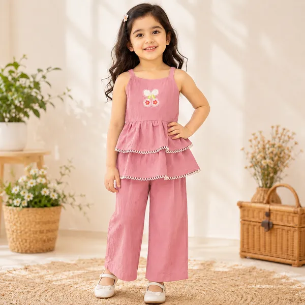 Girls_Layered_Top_&_Palazzo_Pant_Co-Ord_Set_|_Soft_&_Comfortable_Cotton_Outfit_for_Girls_|_Stylish_Casual,_Party_&_Summer_Wear_Kids_Dress_Set