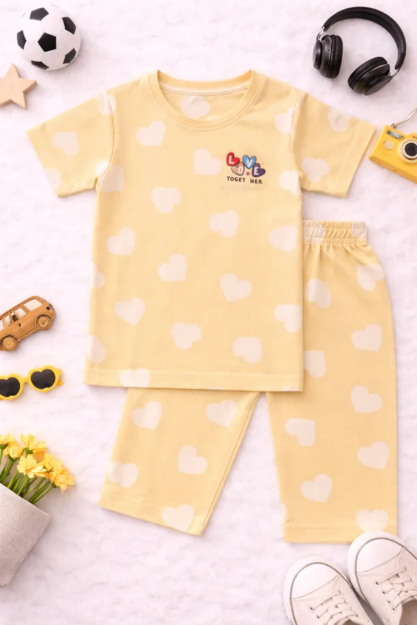 Aura_Moda_Girls_Premium_Jacquard_T-Shirt_&_Capri_Set_(3/4th)_Textured_Stylish_Outfit