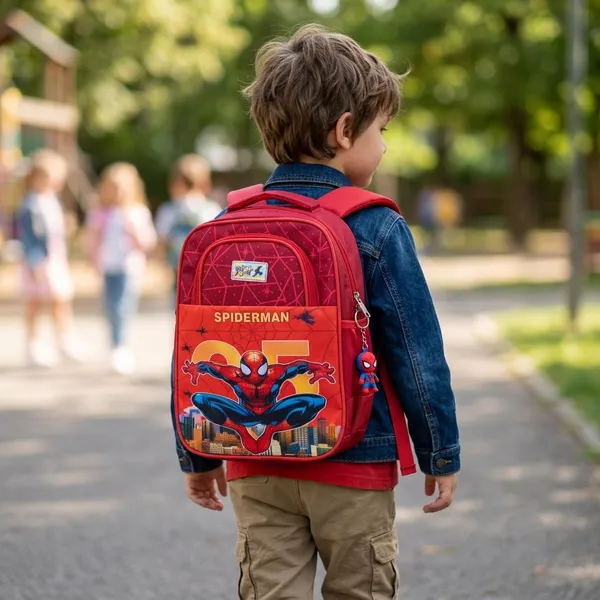 Nanhi_Smile_Spider-Man_Kids_School_Bag_|_Lightweight_Waterproof_Backpack_with_3_Compartments_|_Spacious_School_Bag_for_Boys_|_Nursery_to_Class_5_|_Red