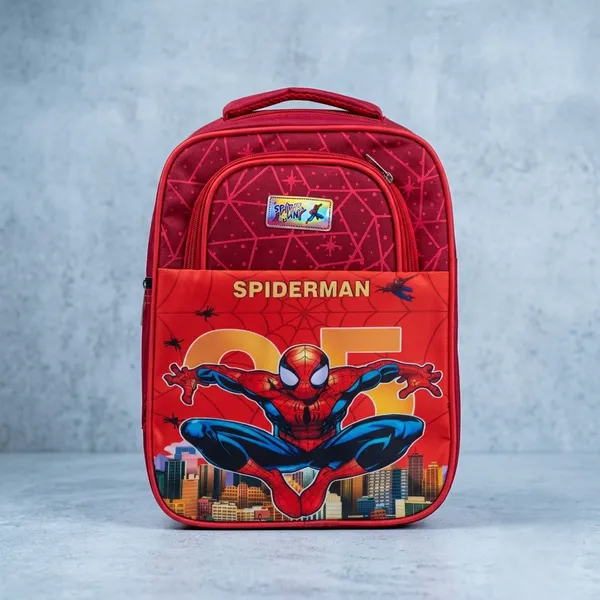 Nanhi_Smile_Spider-Man_Kids_School_Bag_|_Lightweight_Waterproof_Backpack_with_3_Compartments_|_Spacious_School_Bag_for_Boys_|_Nursery_to_Class_5_|_Red