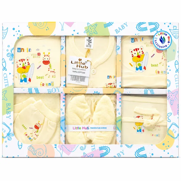 Little_Hub_8_Piece_Newborn_Baby_Gift_Set_Combo_100%_Cotton_Baby_Essentials_Kit_(Assorted_Prints,_0-6_Months)