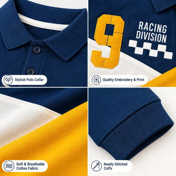 OLLYPOP_Baby_Boys_Racing_Division_Full_Sleeve_Polo_T-Shirt