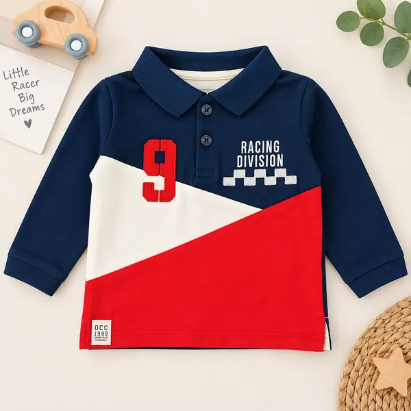 OLLYPOP_Baby_Boys_Racing_Division_Full_Sleeve_Polo_T-Shirt