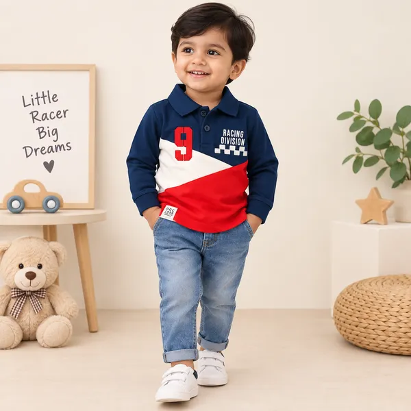 OLLYPOP_Baby_Boys_Racing_Division_Full_Sleeve_Polo_T-Shirt