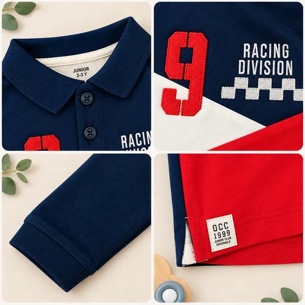 OLLYPOP_Baby_Boys_Racing_Division_Full_Sleeve_Polo_T-Shirt