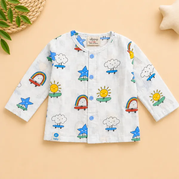 OLLYPOP_Baby_Cotton_Full_Sleeve_Shirt_&_Pant_Co-Ord_Set_|_Rainbow,_Sun_&_Cloud_Print_|_Soft_Everyday_Outfit