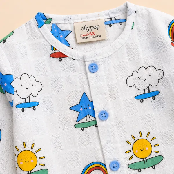 OLLYPOP_Baby_Cotton_Full_Sleeve_Shirt_&_Pant_Co-Ord_Set_|_Rainbow,_Sun_&_Cloud_Print_|_Soft_Everyday_Outfit