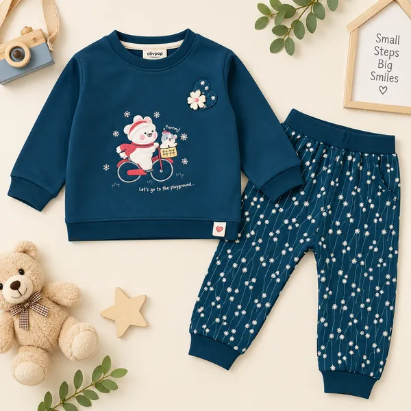 OLLYPOP_Baby_Girls_Teddy_Bear_Winter_Sweatshirt_&_Printed_Jogger_Set