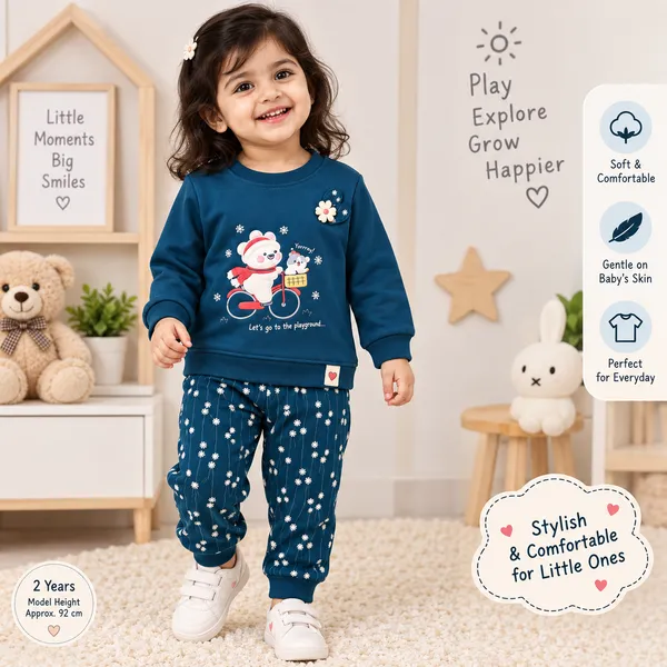 OLLYPOP_Baby_Girls_Teddy_Bear_Winter_Sweatshirt_&_Printed_Jogger_Set