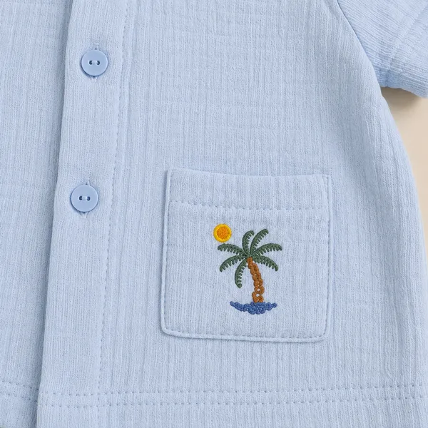 OLLYPOP_Baby_Muslin_Cotton_Half_Sleeve_Shirt_&_Shorts_Co-Ord_Set_|_Palm_Tree_Embroidered_|_Soft_Summer_Outfit