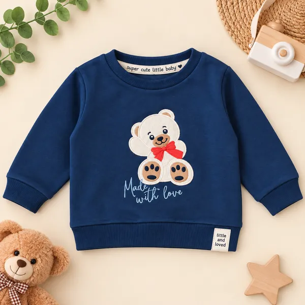 OLLYPOP_Baby_Teddy_Bear_Sweatshirt_&_Printed_Pajama_Set
