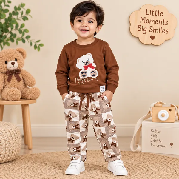 OLLYPOP_Baby_Teddy_Bear_Sweatshirt_&_Printed_Pajama_Set