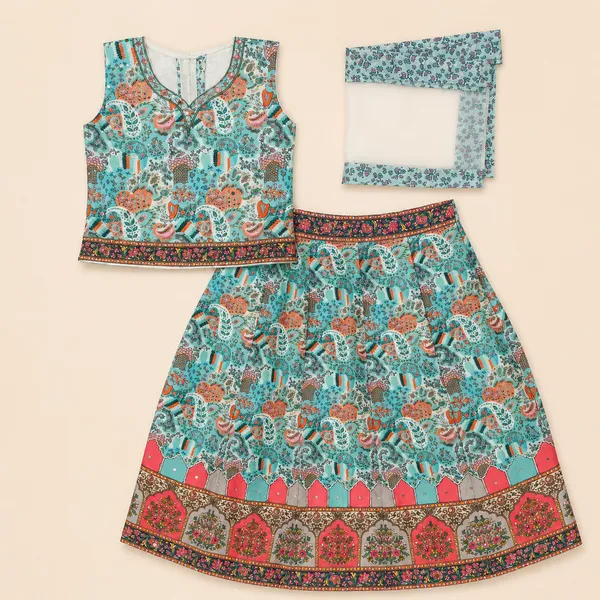 Girls_Printed_Crop_Top_with_Flared_Lehenga_Skirt_&_Dupatta_Ethnic_Co-Ord_Set