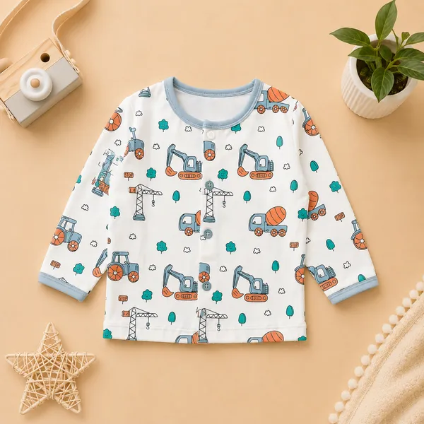 O&O_Clothes_Baby_Boys_&_Girls_Construction_Vehicle_Printed_Full_Sleeve_T-Shirt_&_Pajama_Set