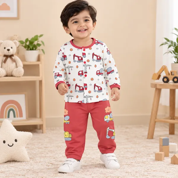 O&O_Clothes_Baby_Boys_&_Girls_Construction_Vehicle_Printed_Full_Sleeve_T-Shirt_&_Pajama_Set