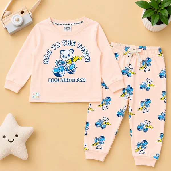O&O_Clothes_Baby_Boys_&_Girls_New_To_The_Town_Printed_Full_Sleeve_T-Shirt_&_Pajama_Set