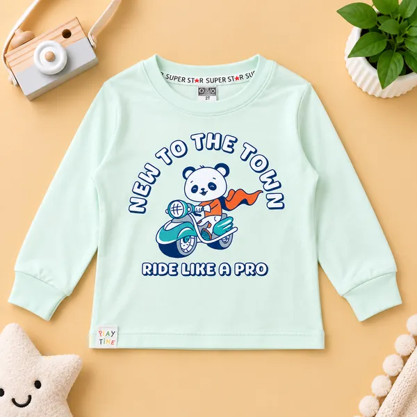 O&O_Clothes_Baby_Boys_&_Girls_New_To_The_Town_Printed_Full_Sleeve_T-Shirt_&_Pajama_Set