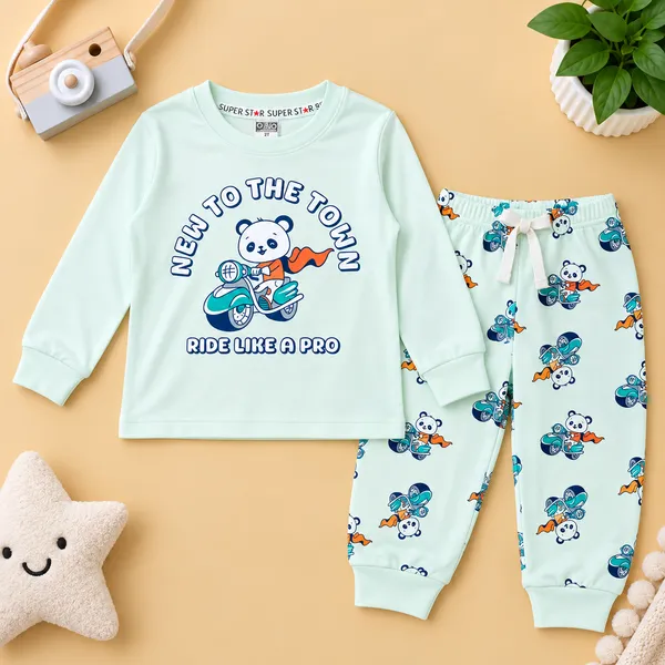 O&O_Clothes_Baby_Boys_&_Girls_New_To_The_Town_Printed_Full_Sleeve_T-Shirt_&_Pajama_Set