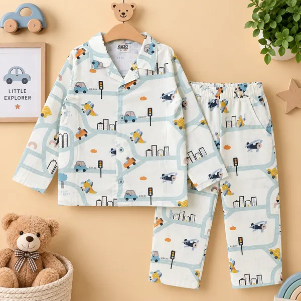 O&O_Clothes_Kids_Little_Explorer_Printed_Full_Sleeve_Shirt_&_Pajama_Set