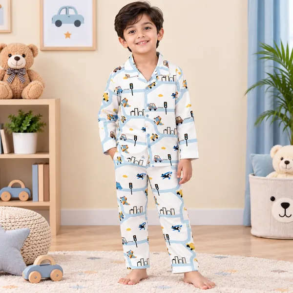 O&O_Clothes_Kids_Little_Explorer_Printed_Full_Sleeve_Shirt_&_Pajama_Set
