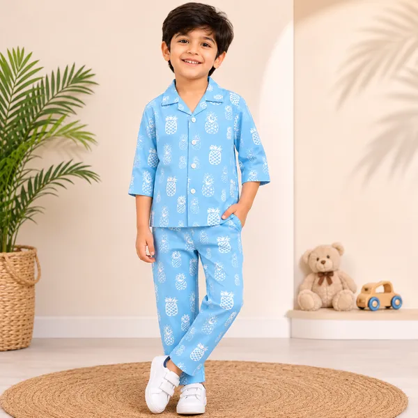 O&O_Clothes_Kids_Pineapple_Printed_Full_Sleeve_Shirt_&_Pajama_Set
