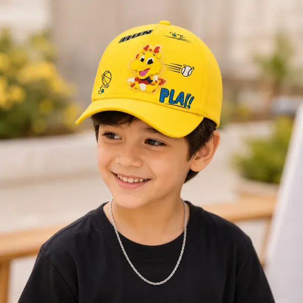 Kids_Lion_Cartoon_Cotton_Baseball_Cap_for_Boys_&_Girls_|_Soft_Summer_Sun_Cap_|_Yellow