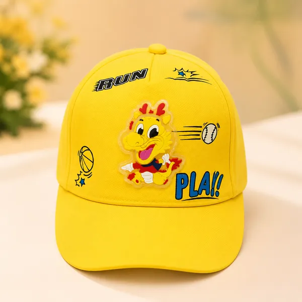 Kids_Lion_Cartoon_Cotton_Baseball_Cap_for_Boys_&_Girls_|_Soft_Summer_Sun_Cap_|_Yellow