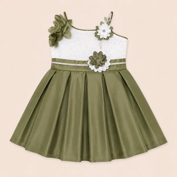 Girls_Olive_Green_&_White_Floral_Party_Wear_Frock_|_Elegant_Designer_Dress_for_Kids