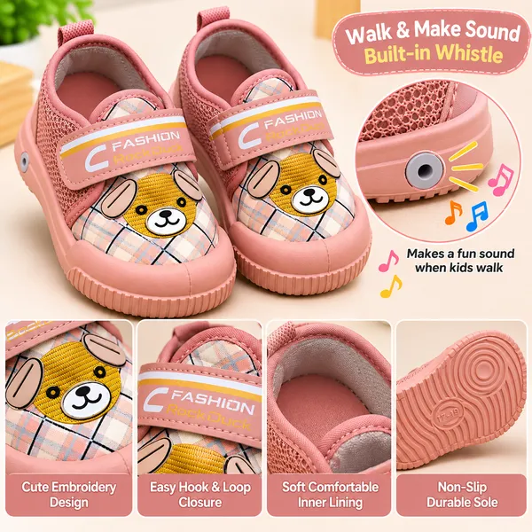 PINK_TEDDY_PRINT_KIDS_VELCRO_CASUAL_SHOES
