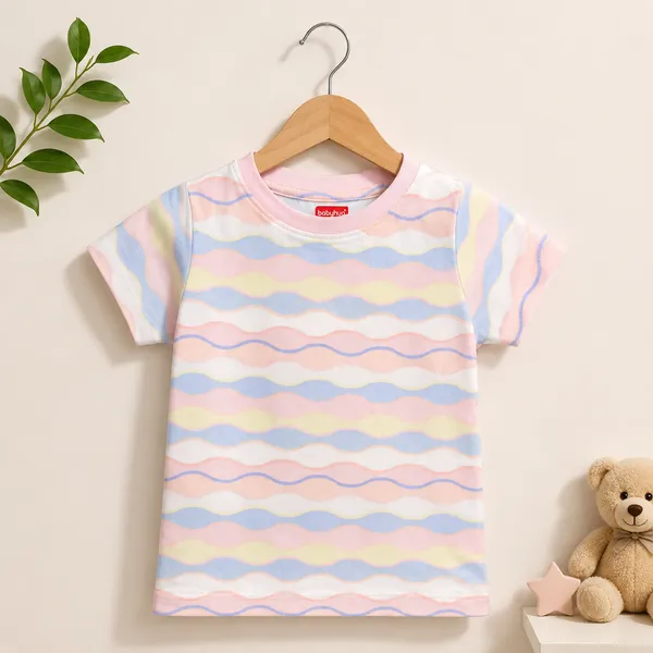 Babyhug_Baby_Boys_&_Girls_Cotton_Half_Sleeve_T-Shirt_&_Full_Length_Jogger_Pant_Night_Suit_Set_|_Pink_Pastel_Wave_Print_|_Soft_&_Comfortable_Sleepwear