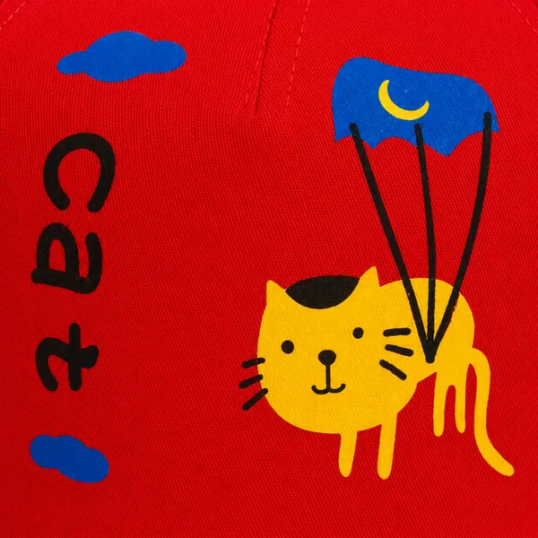 Kids_Yellow_Cat_Printed_Cotton_Baseball_Cap_for_Boys_&_Girls_|_Soft_Summer_Sun_Cap_|_Red