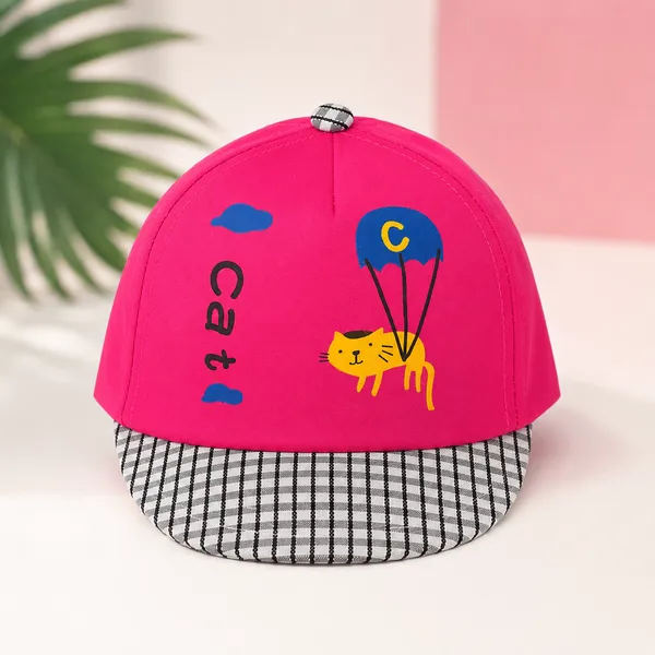 Kids_Yellow_Cat_Printed_Cotton_Baseball_Cap_for_Boys_&_Girls_|_Soft_Summer_Sun_Cap_|_Pink