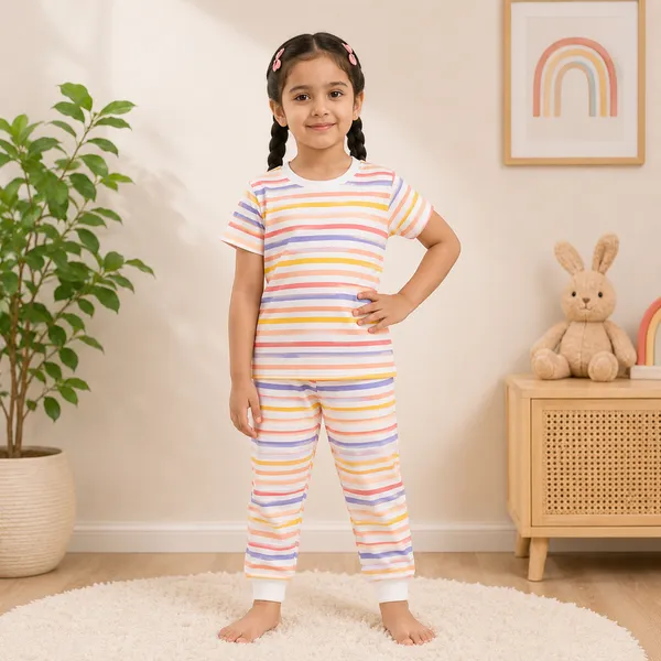 Babyhug_Baby_Boys_&_Girls_Cotton_Half_Sleeve_T-Shirt_&_Full_Length_Jogger_Pant_Night_Suit_Set_|_Orange_Multi_Stripe_Print_|_Soft_&_Comfortable_Sleepwear