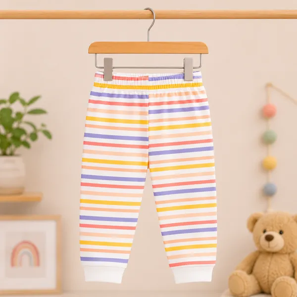 Babyhug_Baby_Boys_&_Girls_Cotton_Half_Sleeve_T-Shirt_&_Full_Length_Jogger_Pant_Night_Suit_Set_|_Orange_Multi_Stripe_Print_|_Soft_&_Comfortable_Sleepwear