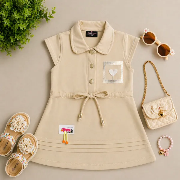 Pink_Poppy_Girls_Elegant_A-Line_Dress_with_Heart_Patch_&_Waist_Tie-Up