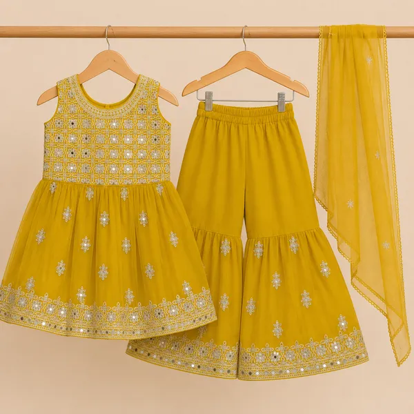 Girls_Yellow_Embroidered_Sharara_Suit_Set_with_Dupatta_|_Sleeveless_Kurti_&_Gharara_Set_|_Festive_Ethnic_Wear_for_Girls