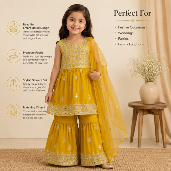 Girls_Yellow_Embroidered_Sharara_Suit_Set_with_Dupatta_|_Sleeveless_Kurti_&_Gharara_Set_|_Festive_Ethnic_Wear_for_Girls