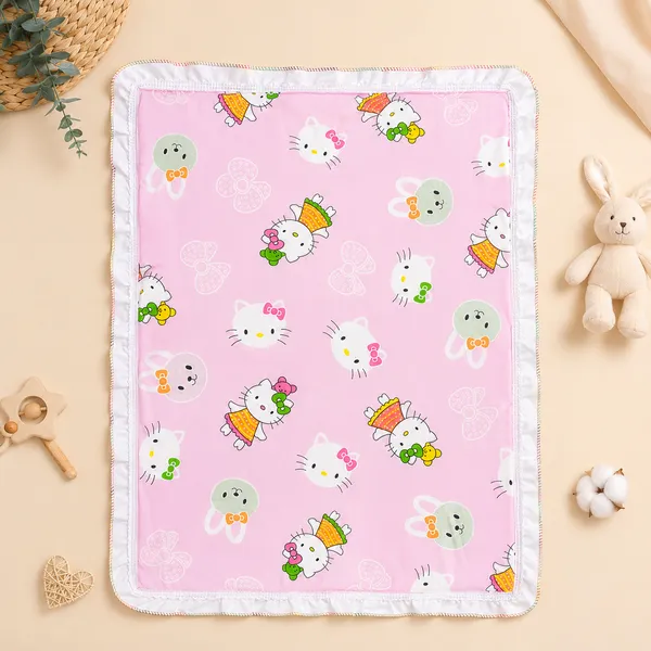 18_Piece_Newborn_Baby_Bedding_Set_with_Mosquito_Net,_Carry_Nest,_Mattress,_Pillow,_Bolsters,_Baby_Cap,_Bibs_&_Accessories_|_Soft_Cotton_Baby_Gift_Set_|_Pink_With_Printed_White_Kity