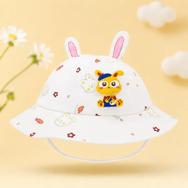 Kids_Rabbit_Ear_Cartoon_Bucket_Hat_for_Boys_&_Girls_|_Soft_Cotton_Sun_Hat_|_Yellow