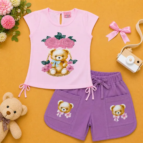 Kaajal_Baby_Girls_Cotton_Top_&_Shorts_Set_Teddy_Print_Summer_Outfit